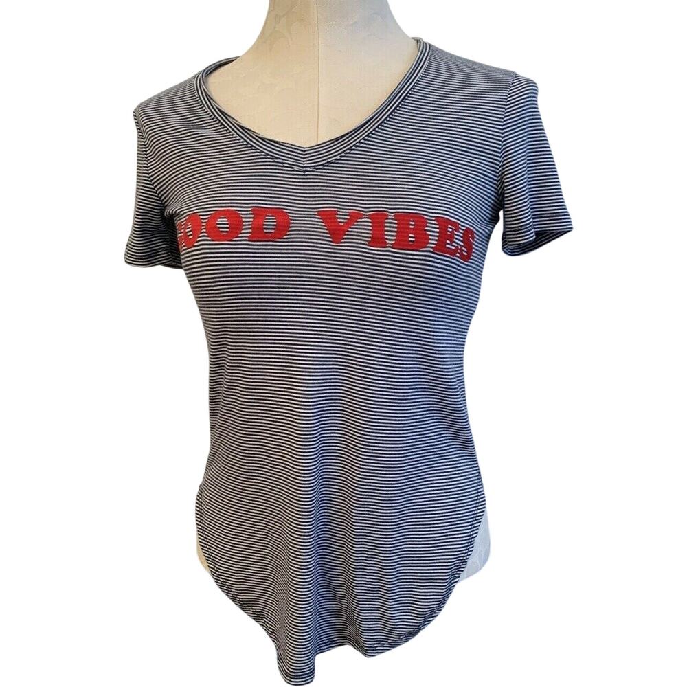 Small Well Worn Los Angeles "Good Vibes" Striped Womens Tshirt